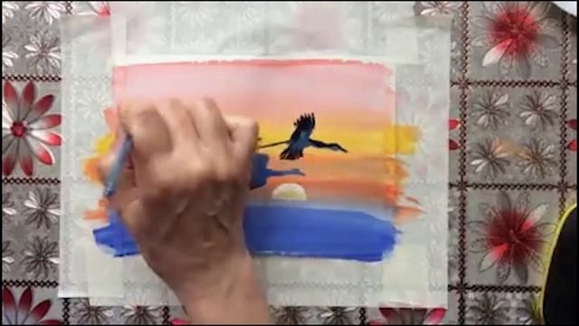 «Летят журавли» - рисование гуашью смотреть онлайн