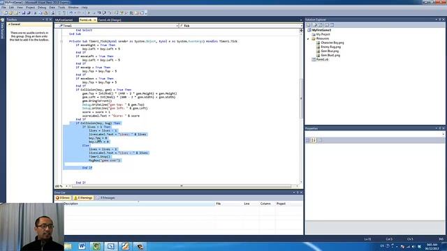 Games programming with visual basic lesson 4 - enemy object, subtract lives, start new game смотреть онлайн