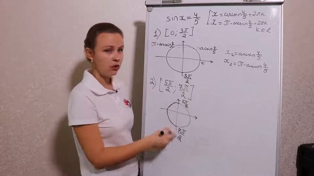 1b. Отбор корней в тригонометрии с кругом (АРКСИНУС!) смотреть онлайн
