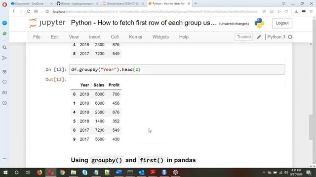 Python - How to fetch the FIRST row of each group using pandas ? смотреть онлайн