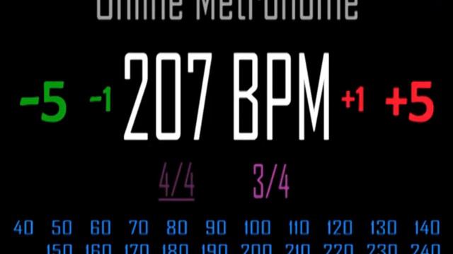 Metronomo Online - Online Metronome - 207 BPM 3/4 смотреть онлайн