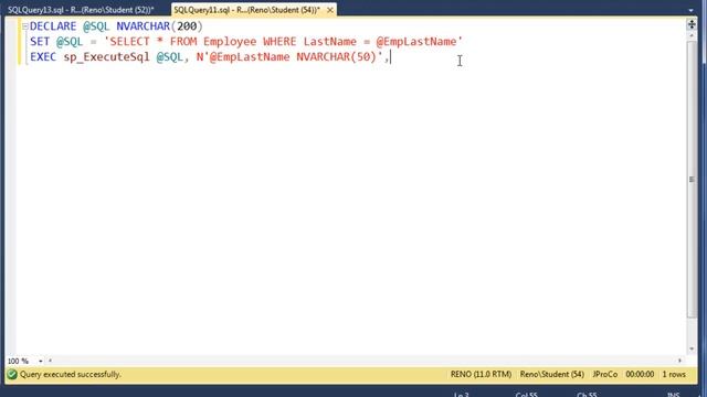 SQL 2012 Dynamic SQL Using SP_ExecuteSQL Lab 3.2 смотреть онлайн