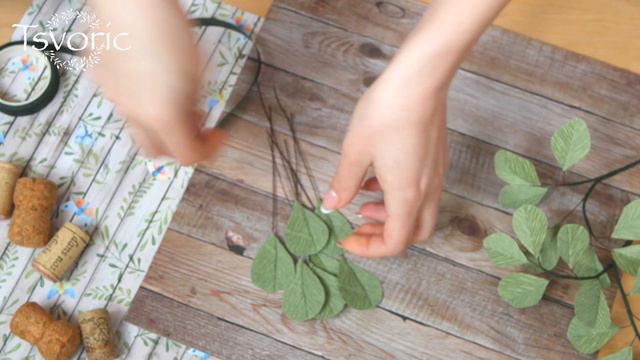 Веточка с листиками из гофрированной бумаги DIY Tsvoric смотреть онлайн