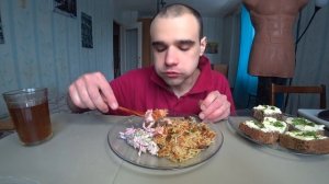 МУКБАНГ УЗБЕКСКИЙ ПЛОВ С МЯСОМ  САЛАТ ОВОЩНОЙ / БУТЕРБРОДЫ / ОБЖОР/ EATING Mukbang / АСМР / ASMR