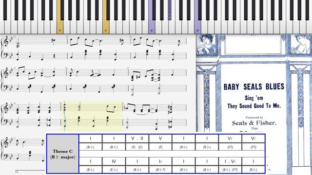 Baby Seals Blues [with chords] (1912, Ragtime Blues piano) смотреть онлайн