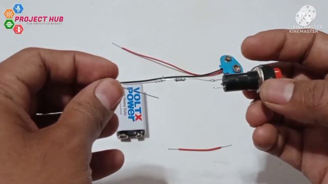 "Simple Electronic Circuit With Switch" using 9V Battery , Resistor, Push Button and 5mm LED. смотреть онлайн