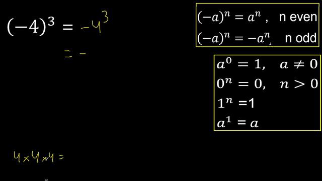minus 4 exponent 3 , -4 power 3 , negative number with parentheses with positive exponent смотреть онлайн