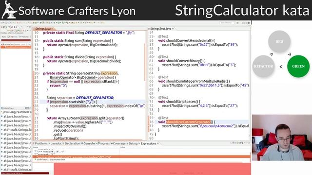 String Calculator et Diamond Kata en Java смотреть онлайн