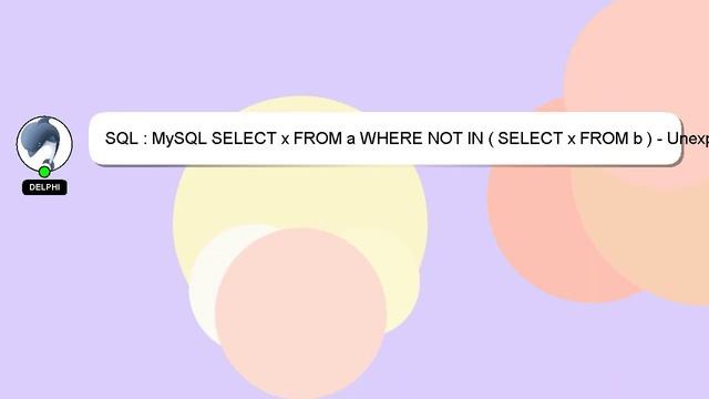 SQL : MySQL SELECT x FROM a WHERE NOT IN ( SELECT x FROM b ) - Unexpected result смотреть онлайн