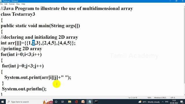 Learn Java - Part 22 | Multi Dimensional Arrays | Java Tutorial in Tami | தமிழ் அகாடமி смотреть онлайн