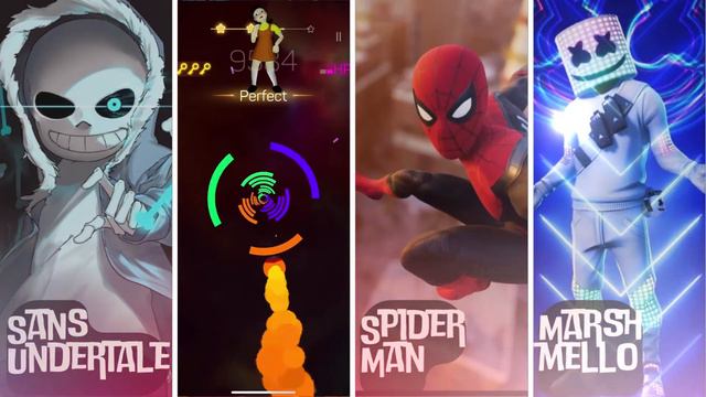 Sans Undertale Vs Squid Game Vs Spiderman Vs Marshmello | Smash Colors 3D - Beat Roller смотреть онлайн