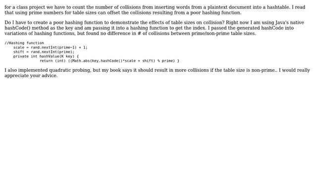 Computer Science: Will Java's hashCode() reduce collisions regardless of table size? смотреть онлайн