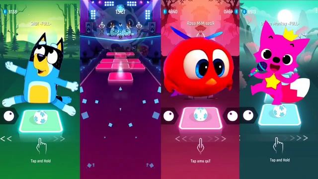 Bluey Bingo Cartoon Vs Baby Bus Cartoon Vs Rad Chicky Cartoon Vs Pinkfong Cartoon | Tiles Hop смотреть онлайн