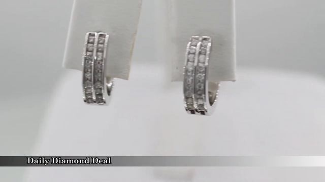 14K White Gold Womens Diamond Hoop Earrings 1/2 CT смотреть онлайн
