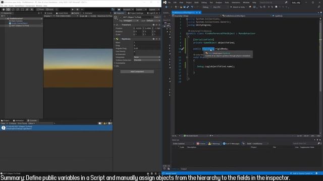 Drag and Drop a GAMEOBJECT or COMPONENT in an INSPECTOR VARIABLE in Unity смотреть онлайн