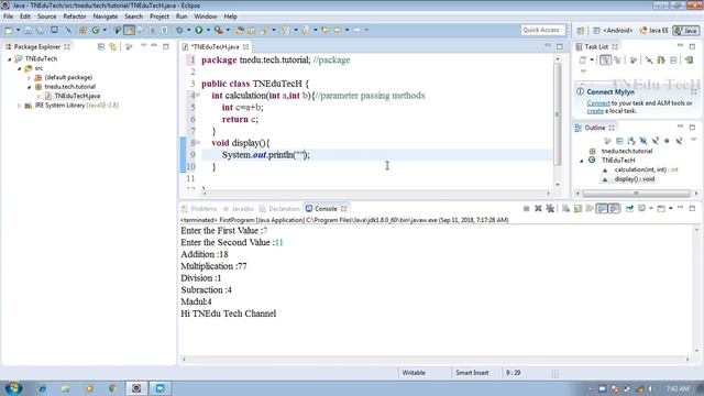 Java beginning Program part 4 - Run time values using Keyboard input with Arithmetic Operations смотреть онлайн