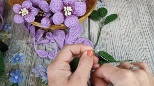 Веточка с цветами / мастер класс / вяжем крючком