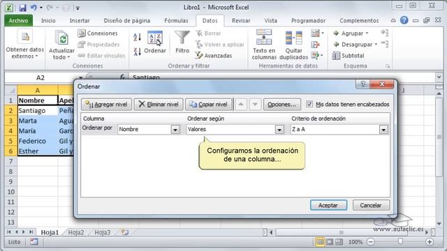 Curso de Excel 2010. 5.2. Ordenar datos. смотреть онлайн