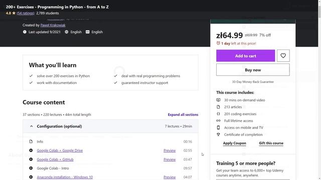 200+ Exercises - Programming in Python - Udemy смотреть онлайн