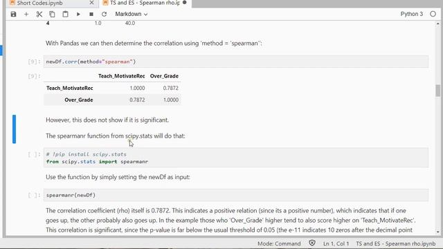 Python - Spearman Correlation (value and test) смотреть онлайн
