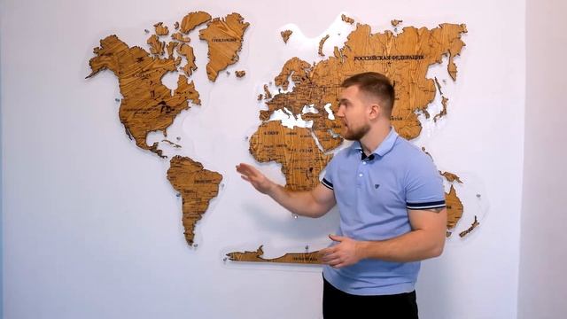 Обзор на одноуровневую карту мира из дерева линейка "Премиум" смотреть онлайн