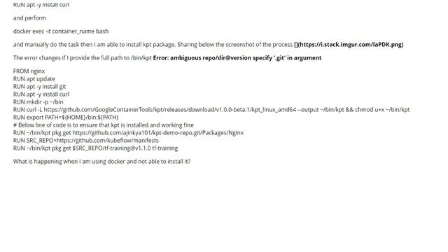 Unable to install package using docker : kpt not found or ambiguous repo/dir@version ... (1 answer) смотреть онлайн