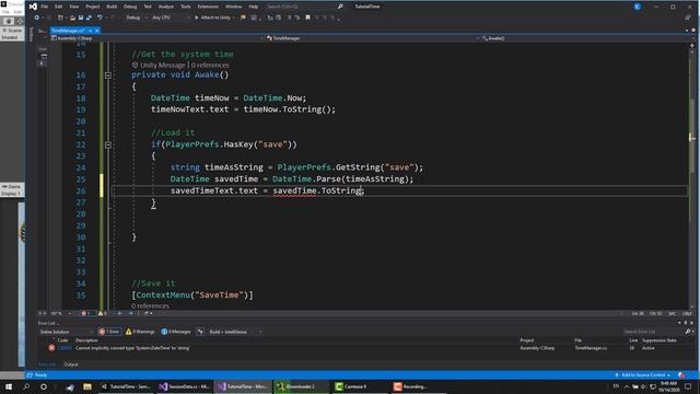 Get and save the time from your device (Unity Tutorial) смотреть онлайн