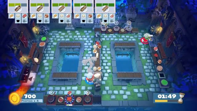 Overcooked 2 / DLC. Night Of The Hangry Horde / Level 3-1 / 4 Stars / 2 Player