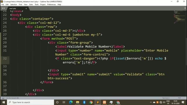 Server side and client side validation for Mobile Number in PHP смотреть онлайн
