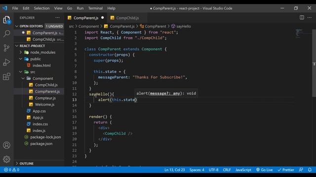 Parent, Child Component, use method as props, Learn React JS, بالعربي смотреть онлайн