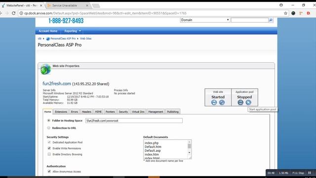 Service Unavailable HTTP Error 503