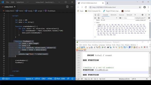 Sorting values in an array, pushing values, array length смотреть онлайн