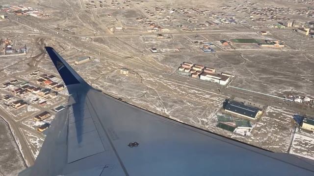 Взлёт из аэропорта Атырау(Казахстан). Рейс Атырау-Астана. Авиакомпания AirAstana