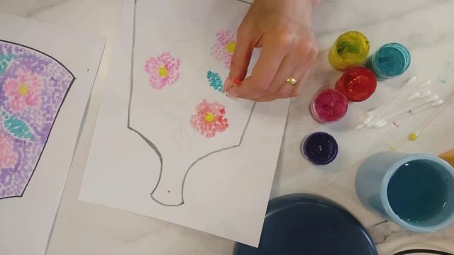 Рисуем ватными палочками,, Дощечка для мамы,, смотреть онлайн