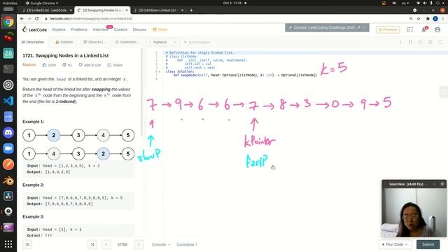 LeetCode 1721 Swapping Nodes in a Linked List - Python смотреть онлайн