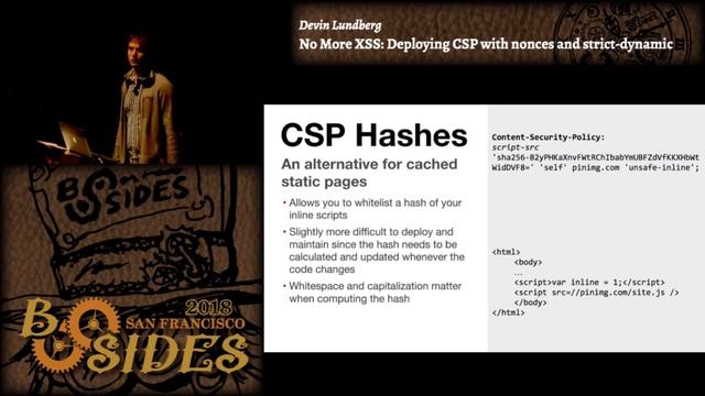 BSidesSF 2018 - No More XSS: Deploying CSP with nonces and strict-dynamic (Devin Lundberg) смотреть онлайн