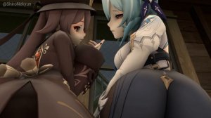 Hu Tao and Eula farting POV | Girl fart animation