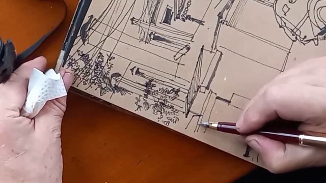 Городская зарисовка пером Рисование в реальном времени UrbanSketch Plein Air Real Times Pen Drawing
