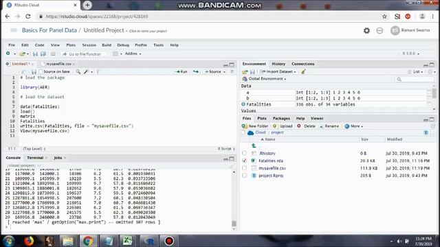 How to convert rda files to csv file in R Studio Cloud? смотреть онлайн