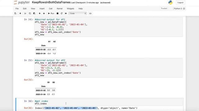 Keep rows which are in both DataFrames in Python смотреть онлайн