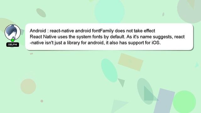 Android : react-native android fontFamily does not take effect смотреть онлайн
