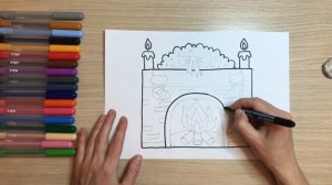 Новогодние рисунки для детей. Новогодний камин рисунок. Новый год рисунок. Рождество рисунок.