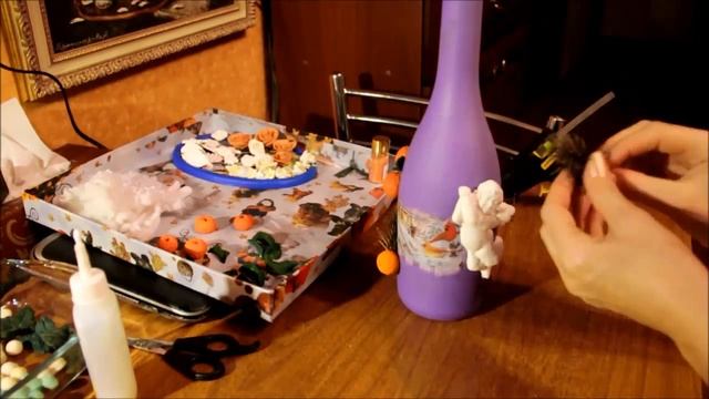 Декорирование новогодней бутылки (Christmas decoration bottle). смотреть онлайн