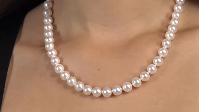 White Japanese Akoya Pearl Necklace, 18-Inch 8.5-9.0mm by Pure Pearls смотреть онлайн