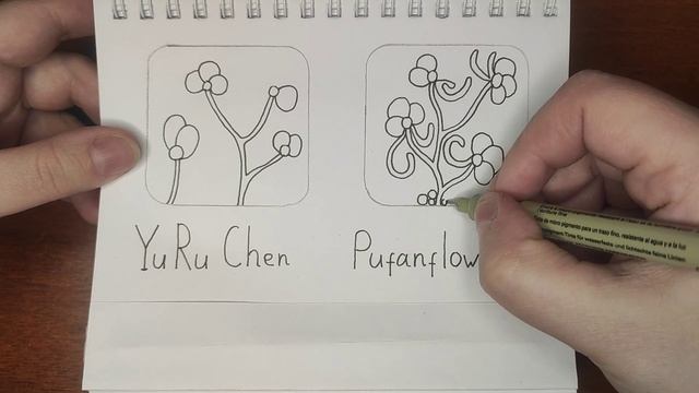 Зентангл Тангл Pufanflower