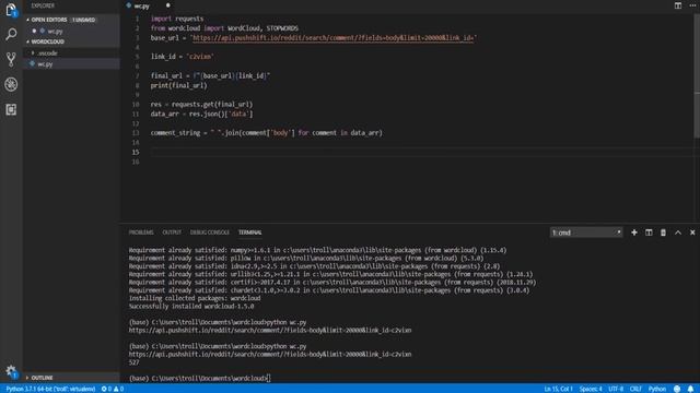 Python Reddit Wordcloud Data Visualization Tutorial смотреть онлайн