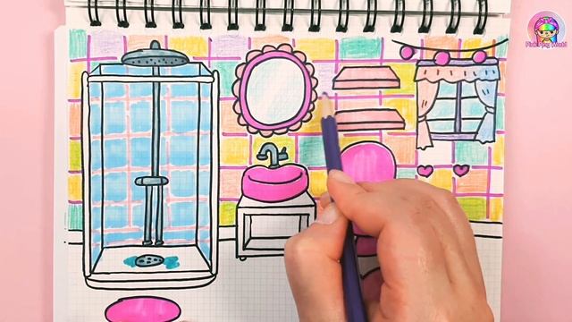 How To Draw Bathroom For Enid Toca Boca Paperdiy Wednesday #asmr #satisfying #papercraft #wednesday