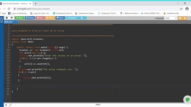java program to find index of an array смотреть онлайн