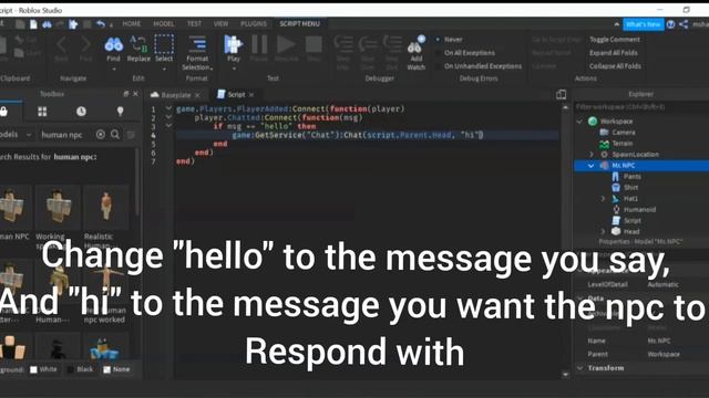 How to Make a NPC Respond to Your Chats in Roblox Studio 2022 смотреть онлайн