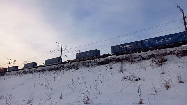 грузовой тепловоз литовских железных дорог (LTG Cargo) 2М62М-???? с контейнерным поездом. смотреть онлайн
